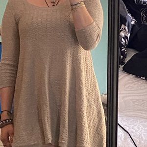Grey Sweater Dress with Half Sleeves